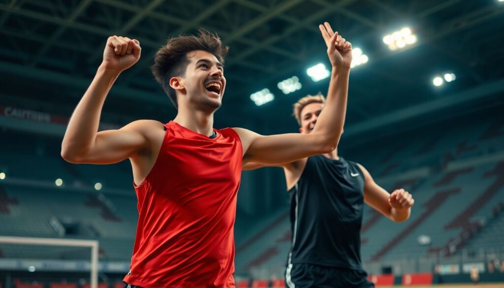 Эмоции побед и радости после финального свистка - иллюстрация