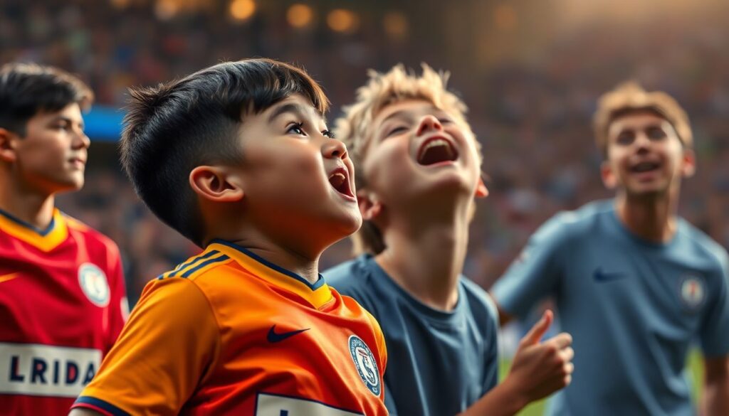 Эмоции побед и радости после финального свистка - иллюстрация