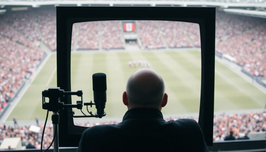 Эмоции побед и их рассказатели среди болельщиков - иллюстрация